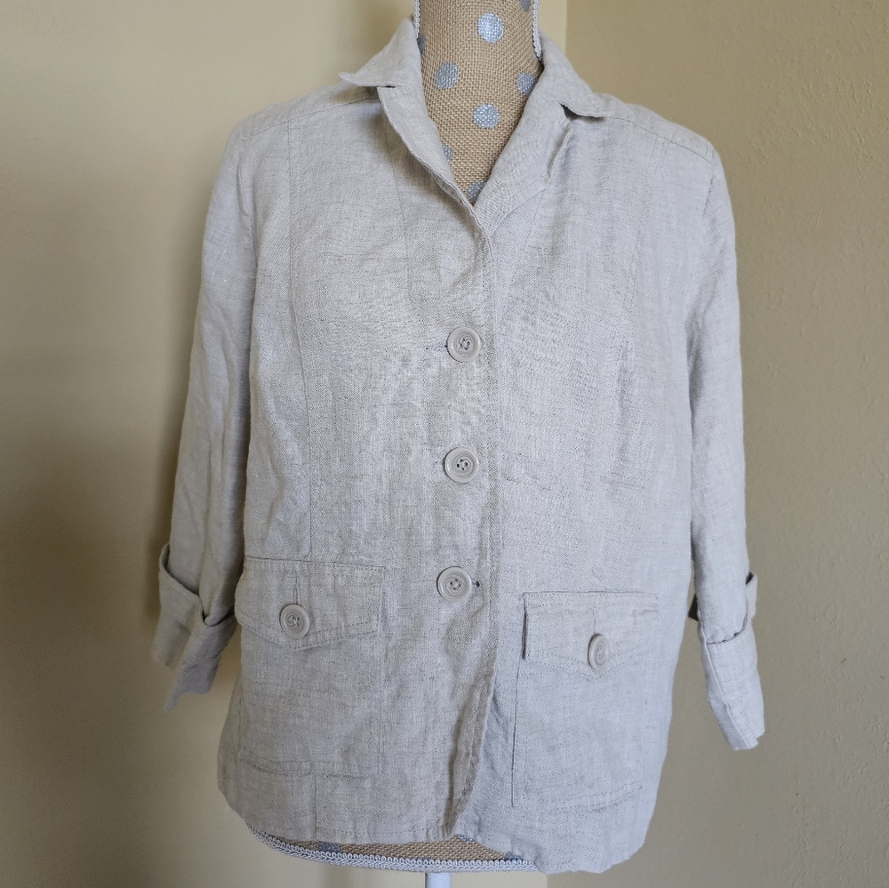 100% Linen Jacket Large Studio Works Petite